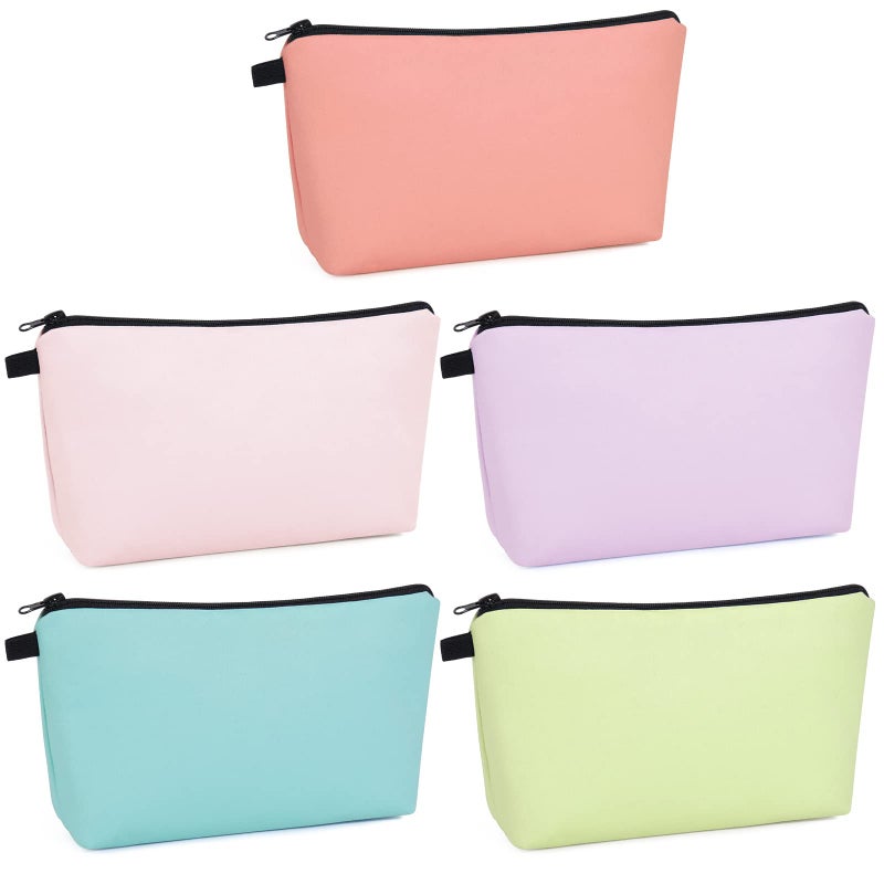 MAGEFY 5 PCS Makeup Bag Large Makeup Pouch Small Makeup Bags for Purse Travel Cosmetic bag for Women Solid Color